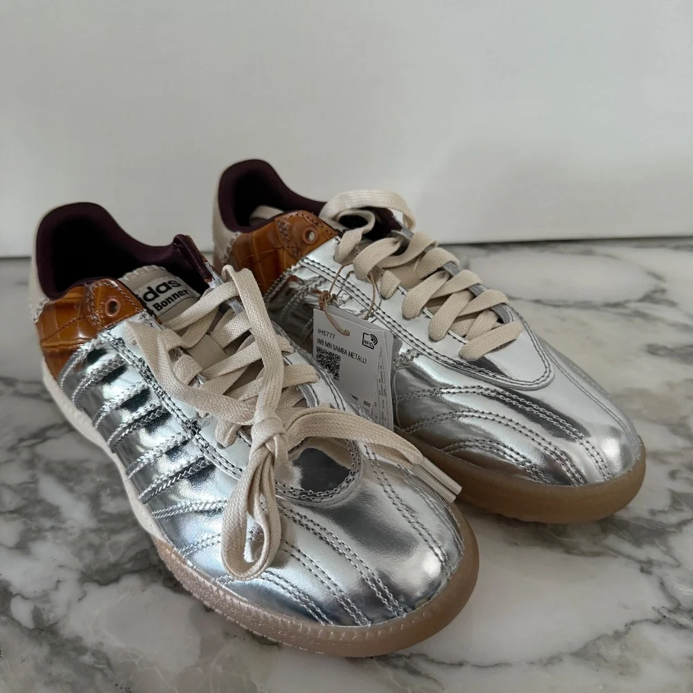 Adidas Originals Edition WALES BONNER Silver & Brown MN Samba Sneakers SZ US 7 - Picture 10 of 13